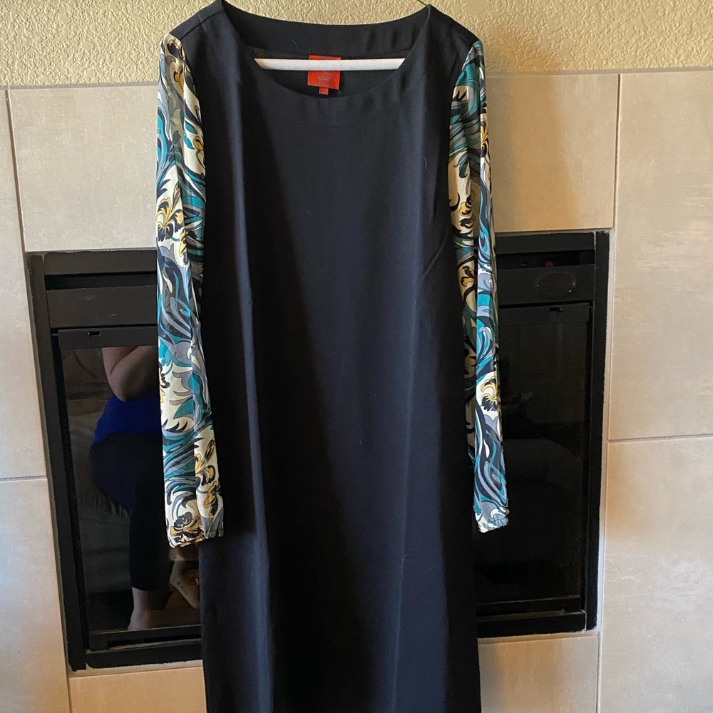 Black Dress with Sheer Long Sleeves
